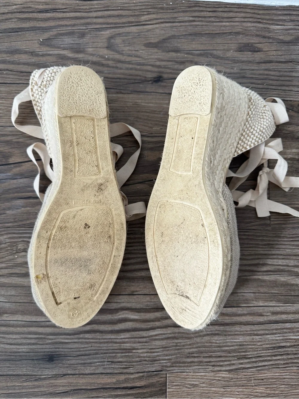 Manebi Natural Lace-Up Espadrille Flats - Cream
